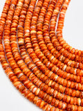 Spiny Oyster Roundel Beads • 6 mm Size • 40 cm length • AAA Quality • Natural Spiny Oyster Orange Color • Origin Mexico