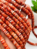 Spiny Oyster Roundel Beads • 6 mm Size • 40 cm length • AAA Quality • Natural Spiny Oyster Red Color • Origin Mexico