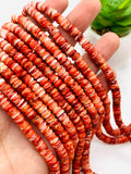 Spiny Oyster Roundel Beads • 6 mm Size • 40 cm length • AAA Quality • Natural Spiny Oyster Red Color • Origin Mexico