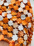 Spiny Oyster Flower Carving Beads • 12x12 mm Size • 40 cm length • AAA Quality • Natural Spiny Oyster Orange Color • Origin Mexico