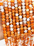 Spiny Oyster Star Beads • 8 mm Size • 40 cm length • AAA Quality • Natural Spiny Oyster Orange Color • Origin Mexico