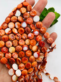 Spiny Oyster Coins Beads • 10 mm Size • 40 cm length • AAA Quality • Natural Spiny Oyster Dark Orange Color • Origin Mexico