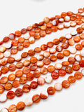 Spiny Oyster Coins Beads • 10 mm Size • 40 cm length • AAA Quality • Natural Spiny Oyster Dark Orange Color • Origin Mexico