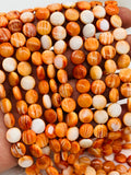 Spiny Oyster Coin Beads • 8 mm Size • 40 cm length • AAA Quality • Natural Spiny Oyster Orange Color • Origin Mexico