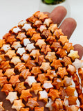 Spiny Oyster Star Beads • 10 mm Size • 40 cm length • AAA Quality • Natural Spiny Oyster Orange Color • Origin Mexico