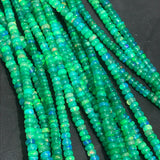 Ethiopian Opal Roundel, size 4MM, heated opal roundel beads, green Ethiopian Opal, length 16”