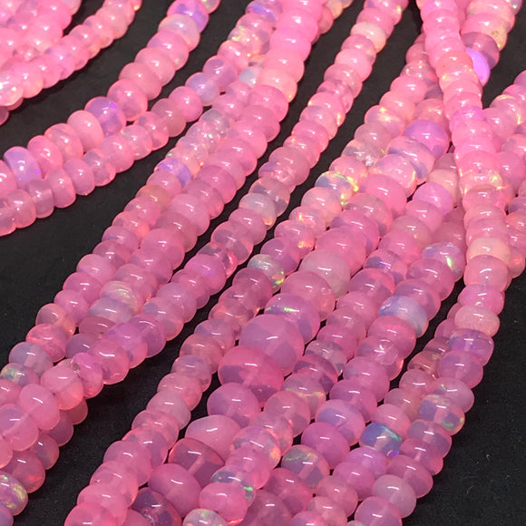 Ethiopian Opal Roundel, size 3-5MM, heated opal roundel beads, baby pink Ethiopian Opal, length 16”, dyed opal