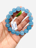 Aquamarine Bracelet • 13 mm Size • Code B7 • AAA Quality • Weight 48 gm • 8 Inch Length • Stretch Bracelet • Natural Aquamarine Bracelet