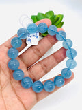 Aquamarine Bracelet • 13 mm Size • Code B9 • AAA Quality • Weight 50 gm • 8 Inch Length • Stretch Bracelet • Natural Aquamarine Bracelet