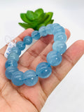 Aquamarine Bracelet • 13 mm Size • Code B9 • AAA Quality • Weight 50 gm • 8 Inch Length • Stretch Bracelet • Natural Aquamarine Bracelet