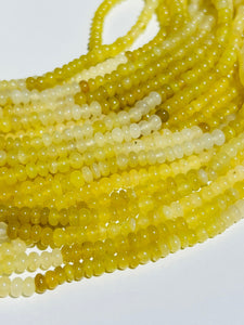 Yellow Opal 5MM Smooth Roundel shape, Natural opal beads, Length 16" Good Quality shaded Yellow Opal beads