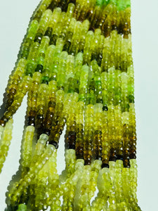 Grossular Garnet 4MM faceted Roundel ,AAA Quality Round beads , Length of strand is 14" ,Natural Gemstone from Madagascar, shaded garnet