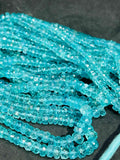 Apatite Faceted 4-5MM Roundel,AAA Quality Faceted, Graduated size- length 14 Inch , natural Apatite Beads