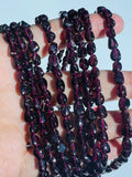 Garnet Nugget Beads, Small size tumble shape ,size 5-6 mm, length 14”