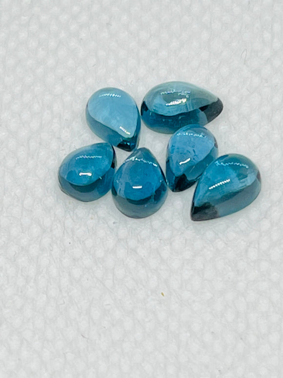 London Blue Topaz 4X7MM Smooth Pear Cabs,natural gemstone cabochon , Pack of 2 pc