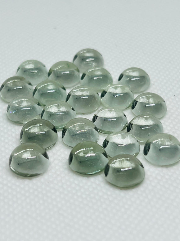 11MM Prasiolite Round Cabs - Pack of 4 Pcs - AAA Quality - Natural  color -  Natural Prasiolite Stone- Green Amethyst loose stone