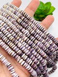 Wampum Quahog Shell Roundel Beads • 8 mm Size • 40 cm length • AAA Quality • Natural Wampum Shell • Purple Color • Origin East Coast USA