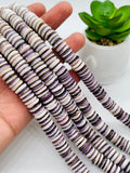 Wampum Quahog Shell Roundel Beads • 10 mm Size • 40 cm length • AAA Quality • Natural Wampum Shell • Purple Color • Origin East Coast USA