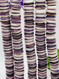 Wampum Quahog Shell Roundel Beads • 10 mm Size • 40 cm length • AAA Quality • Natural Wampum Shell • Purple Color • Origin East Coast USA