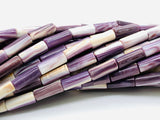 Wampum Quahog Shell Tube Beads • 4x8 mm Size • 40 cm length • AAA Quality • Natural Wampum Shell • Purple Color • Origin East Coast USA