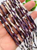 Wampum Quahog Shell Tube Beads • 3x5 mm Size • 40 cm length • AAA Quality • Natural Wampum Shell • Purple Color • Origin East Coast USA