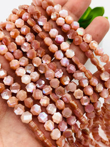 Pink Mother of Pearl Shell Flower Beads • 6 mm Size • 40 cm length • AAA Quality • Natural Pink Mother of Pearl Faceted Flower