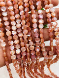 Pink Mother of Pearl Shell Flower Beads • 6 mm Size • 40 cm length • AAA Quality • Natural Pink Mother of Pearl Faceted Flower