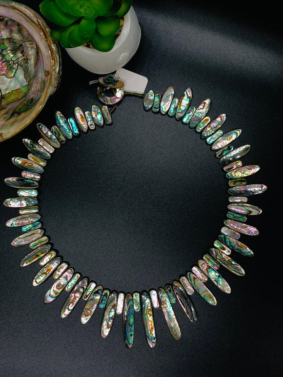 Abalone Shell Necklace -15x6 - 40x8 mm Size - Code #A32- AAA Quality- Length 18'' - Natural Abalone Shell - Shell Necklace