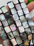 Black Mother of Pearl Beads • 8x12 mm Size • 40 cm length • AAA Quality • Natural Black Mother of Pearl Rectangle Beads