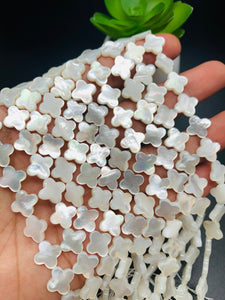 White Mother of Pearl Flower Beads • 10 mm Size • 40 cm length • AAA Quality • Natural White Mother of Pearl