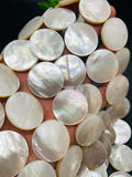 White Mother of Pearl Coin Beads • 25  mm Size • 40 cm length • AAA Quality • Natural White Mother of Pearl