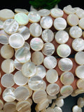 White Mother of Pearl Coin Beads • 12 mm Size • 40 cm length • AAA Quality • Natural White Mother of Pearl