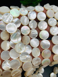 White Mother of Pearl Coin Beads • 12 mm Size • 40 cm length • AAA Quality • Natural White Mother of Pearl