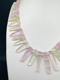 Kunzite Unusual Long Stick Beads • 14x6 to 40x8 mm size • Code #K1 • AAA Transparent Quality Length 40 cm • 100% Natural Kunzite Beads
