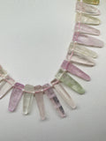 Kunzite Unusual Long Stick Beads • 14x6 to 40x8 mm size • Code #K1 • AAA Transparent Quality Length 40 cm • 100% Natural Kunzite Beads