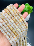 Mother of Pearl Roundel Beads • 7 mm Size • 40 cm length • AAA Quality • Natural White Yellow Grey Mother of Pearl • Mix color