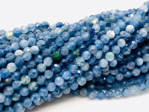 Kyanite Round Faceted Beads • 4 mm Size • AAA Quality • 40 cm Length • Natural Kyanite Faceted Round • Blue Kyanite Beads