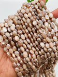 Peach Moonstone Faceted Oval Beads 8X10 mm Size • length 14 Inch • AAA Quality • Peach Moonstone Coated Oval Beads