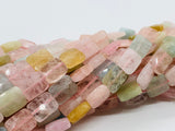 Morganite Rectangle Faceted Beads • 8x12 mm Size • Length 40 cm • Morganite Rectangle Beads • Multi Color Morganite Beads