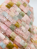 Morganite Rectangle Faceted Beads • 8x12 mm Size • Length 40 cm • Morganite Rectangle Beads • Multi Color Morganite Beads