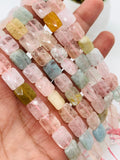Morganite Faceted Beads • 8X12 mm Size • Length 40 cm • Morganite Rectangle Shape Beads • Multi Color Morganite Beads