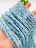 Aquamarine faceted Roundel • 6mm Size • AAA grade • Length 40 cm • Top quality roundel • Blue Aquamarine Beads