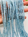 Aquamarine faceted Roundel • 6mm Size • AAA grade • Length 40 cm • Top quality roundel • Blue Aquamarine Beads