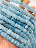 Aquamarine faceted Roundel • 9 mm Size • AAA grade • Length 40 cm • Top quality roundel • Blue Aquamarine Beads