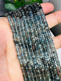 5MM Moss Aquamarine Faceted Roundel, length 15" Strand, Super Fine Quality, shaded Moss Aquamarine .