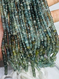 5MM Moss Aquamarine Faceted Roundel, length 15" Strand, Super Fine Quality, shaded Moss Aquamarine .