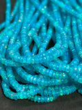 Ethiopian Blue Opal 4MM faceted Roundel Beads, 16 Inch Strand, AAA Quality,- Ethiopian opal Roundel, Dyed Ethiopian Opal .