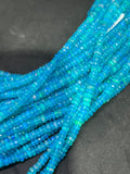 Ethiopian Opal 5MM blue coating faceted Roundel Beads, 16 Inch Strand, AAA Quality,- Ethiopian opal Roundel, Dyed Ethiopian Opal .