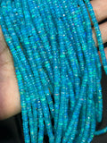 Ethiopian Opal 5MM blue coating faceted Roundel Beads, 16 Inch Strand, AAA Quality,- Ethiopian opal Roundel, Dyed Ethiopian Opal .