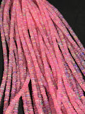 Ethiopian Baby Pink Opal 3-4MM faceted Roundel Beads, 16 Inch Strand, AAA Quality,- Ethiopian opal Roundel, Dyed Ethiopian Opal .